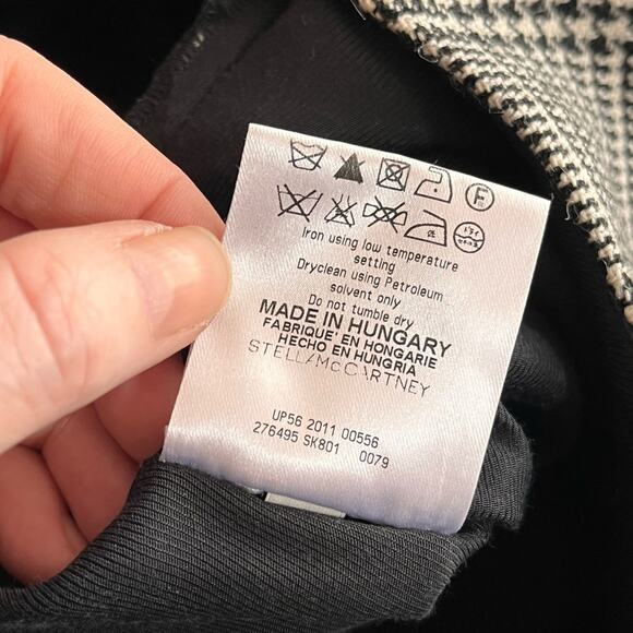 STELLA MCCARTNEY Black & White Houndstooth Sheath Dress 3/4 Sleeve Size 36 XS - Picture 7 of 7